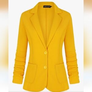 Vibrant Yellow Crepe Blazer NWT SMALL